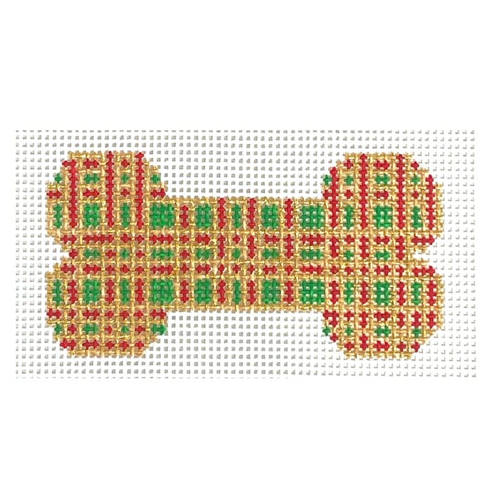 Red/ Green/ Gold Plaid Dog Bone