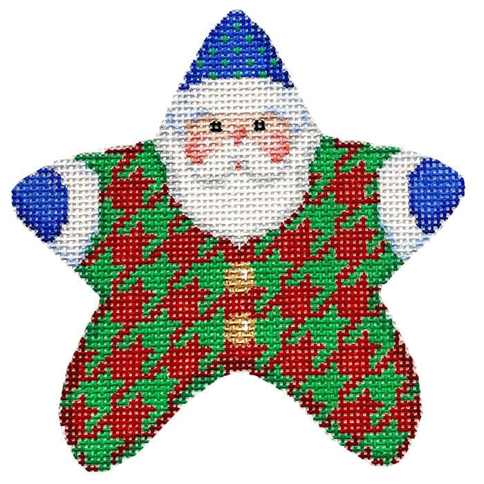 Red/Green Houndstooth PJ Santa with Stitch Guide - Image 2