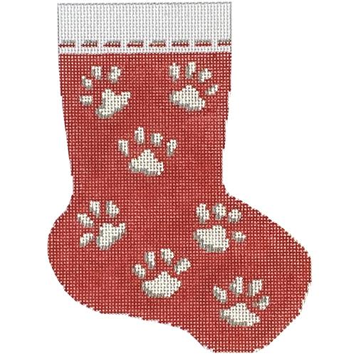 Red Paw Print Mini Stocking on 18