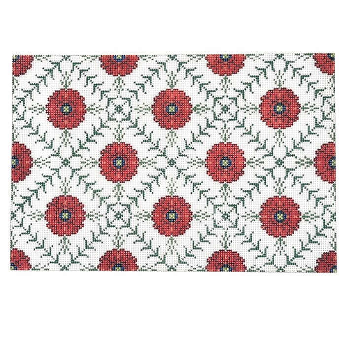 Red Poppy Lattice Pillow