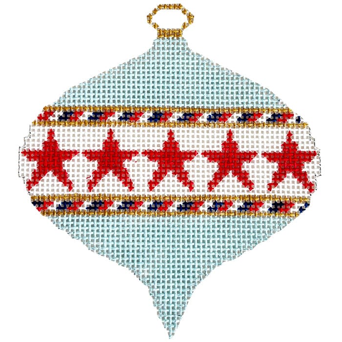 Red Stars on Light Blue Bauble