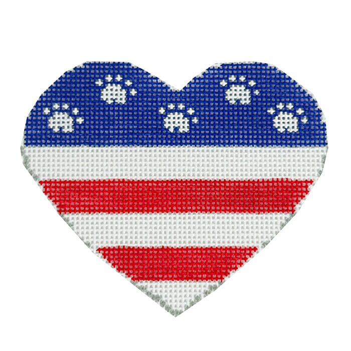 Red, White and Blue Paws Heart