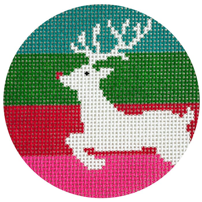 Reindeer on Stripes Round on 13