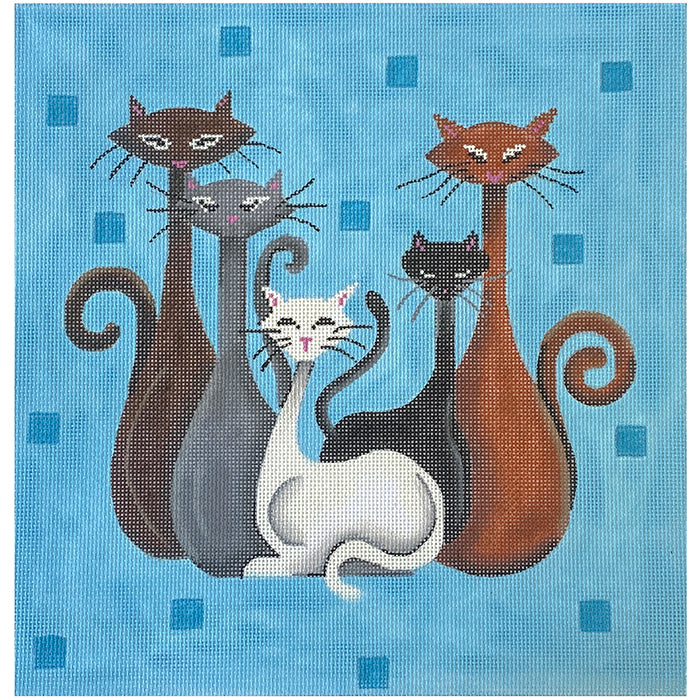 Retro Cats on Aqua