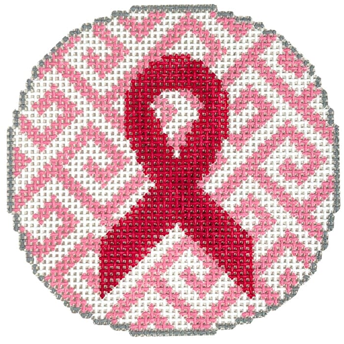 Ribbon on Pink Greek Key Ornament