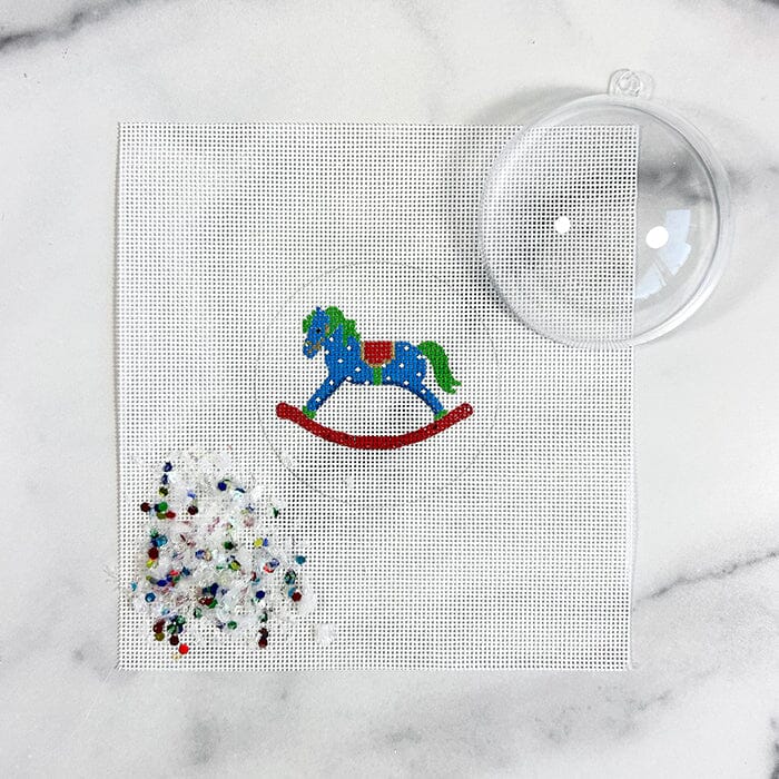 Rocking Horse Ornament with Clear Dome & Confetti