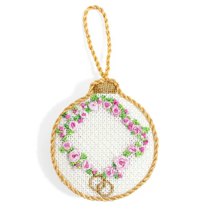 Rosebud Wreath Monogram Ball Ornament Kit