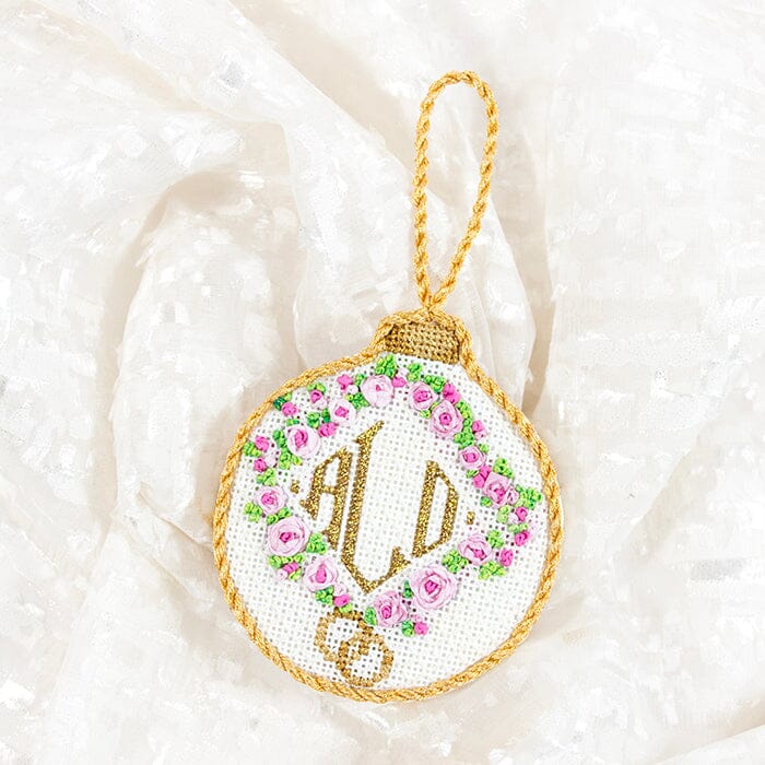Rosebud Wreath Monogram Ball Ornament Kit - Image 2
