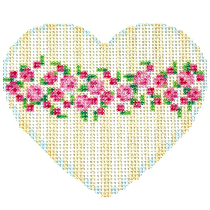Rosebud/Stripe Medium Heart