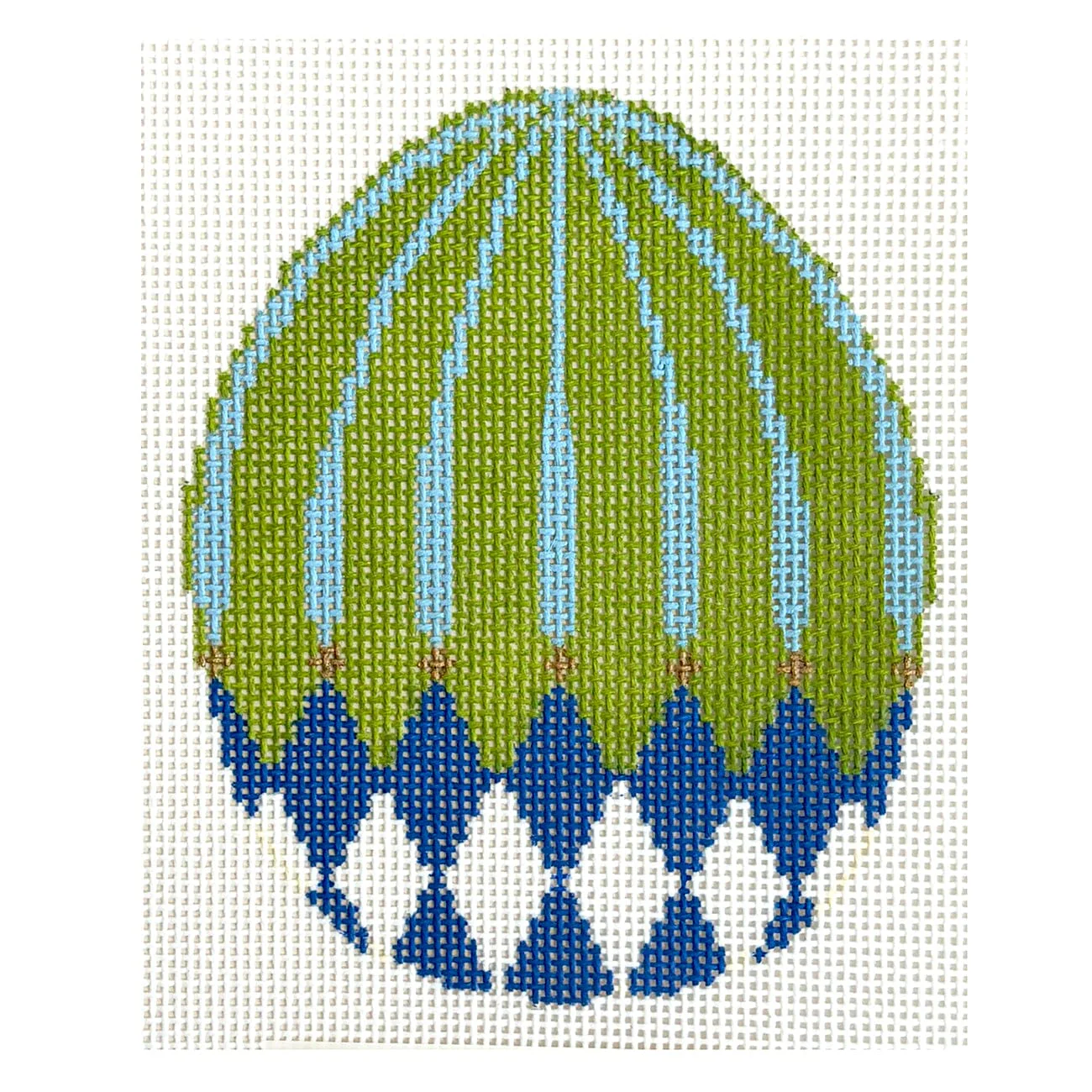 Royal Harlequin Egg with Green / Aqua Stripes
