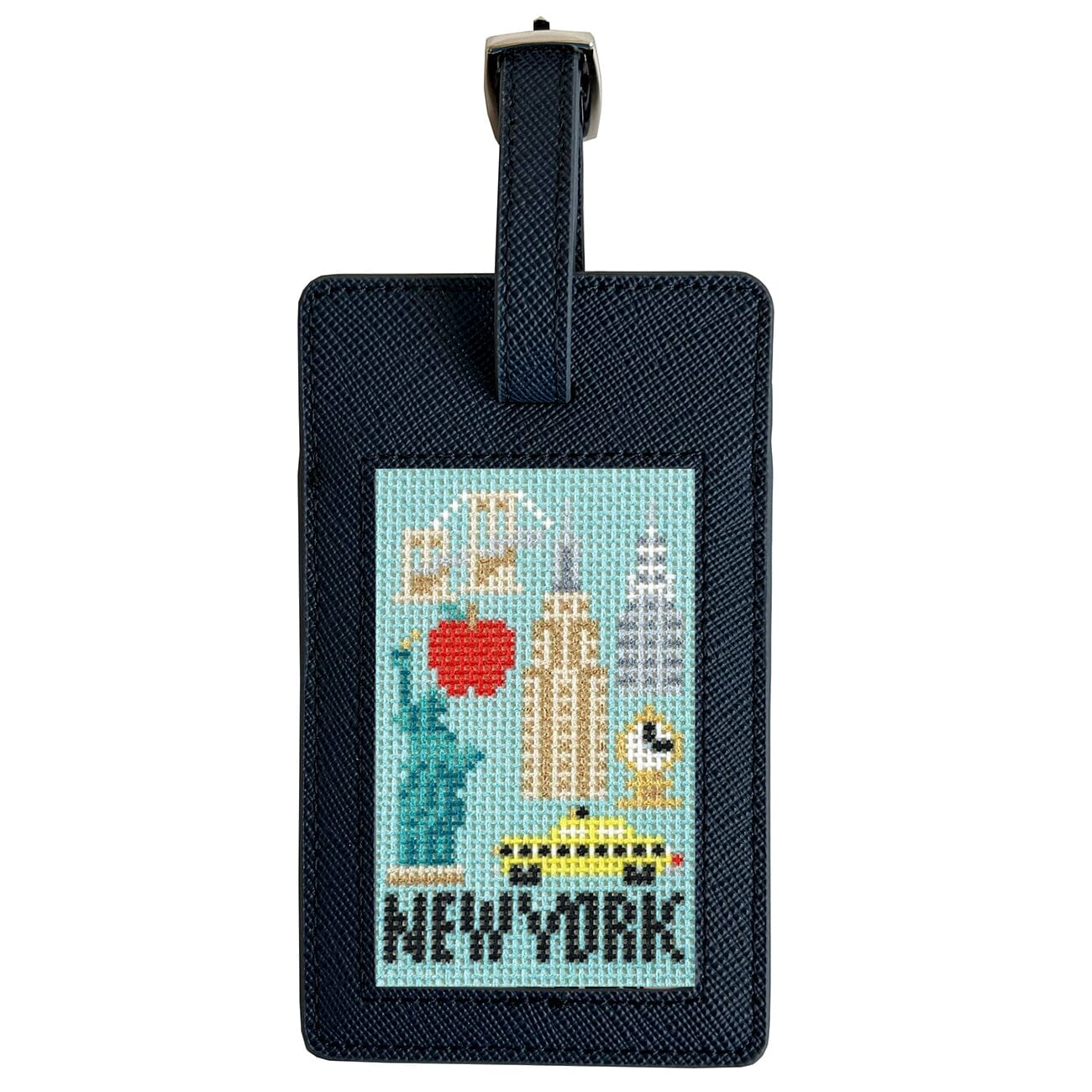 Saffiano Leather Bag Tag - Navy