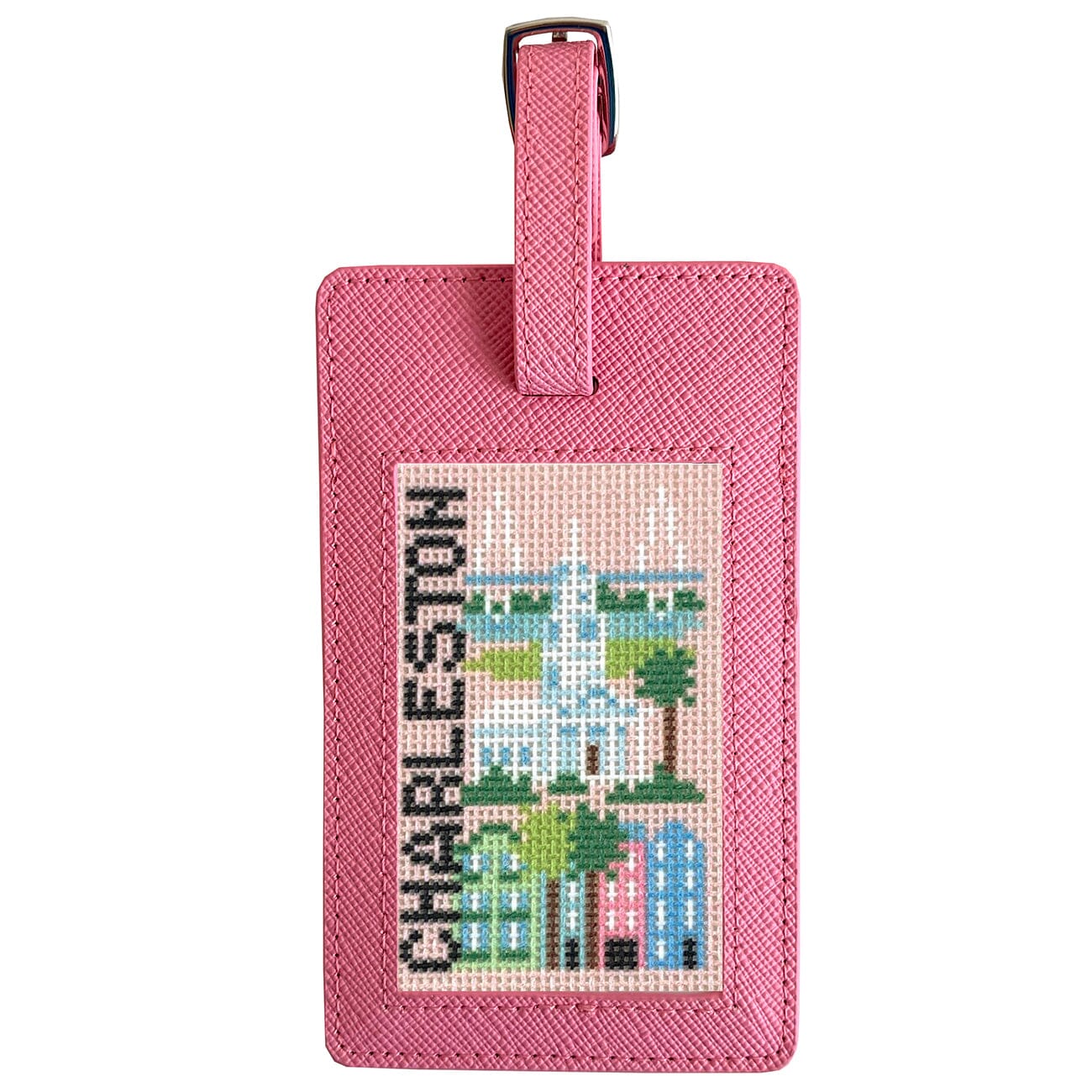 Saffiano Leather Bag Tag - Pink