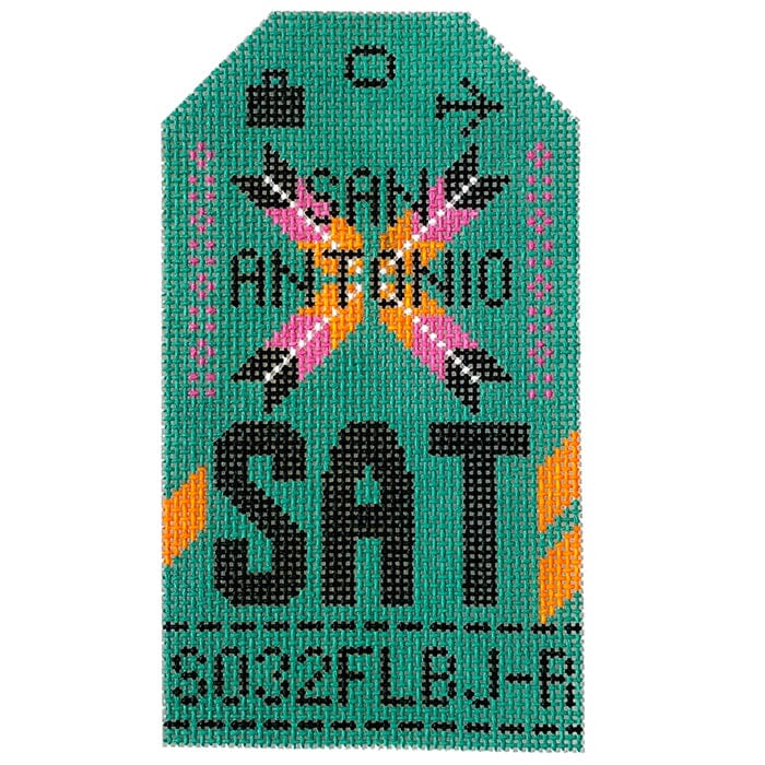 San Antonio SAT Retro Travel Tag