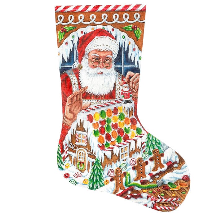 Santa Gingerbread House Stocking