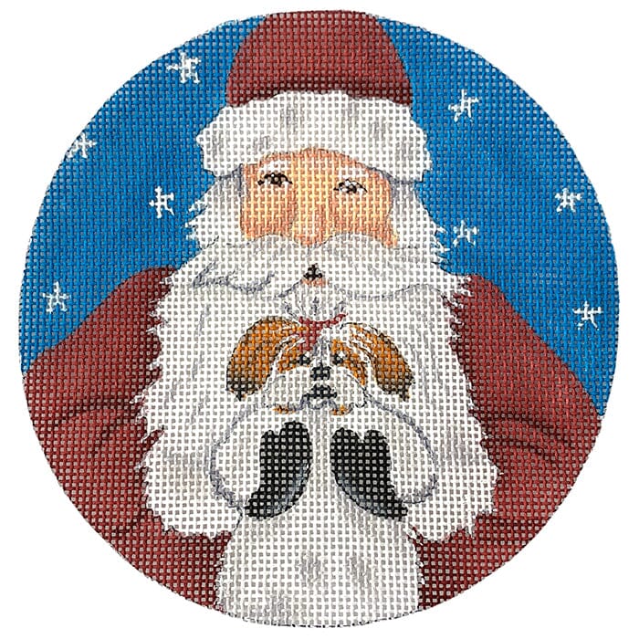 Santa Holding Dog