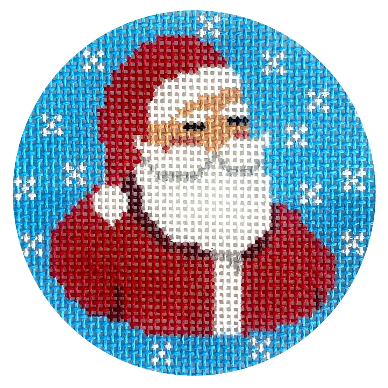 Santa on Medium Blue Round