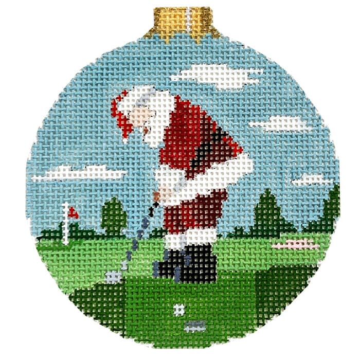 Santa Putting, 3.25" Round