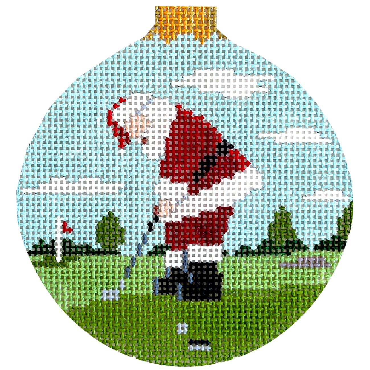 Santa Putting, 4.5" Round on 13