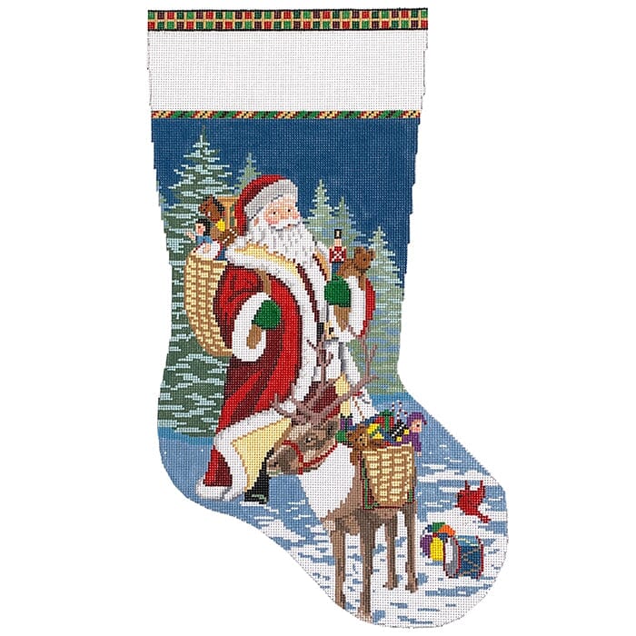 Santa Reindeer and Toy Baskets, Stocking