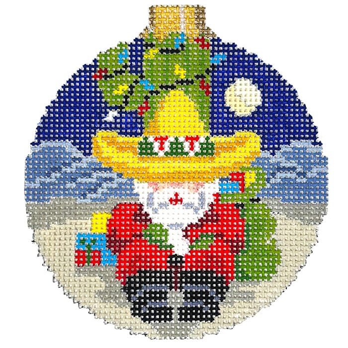 Santa Resting on Cactus - 3.25" Round