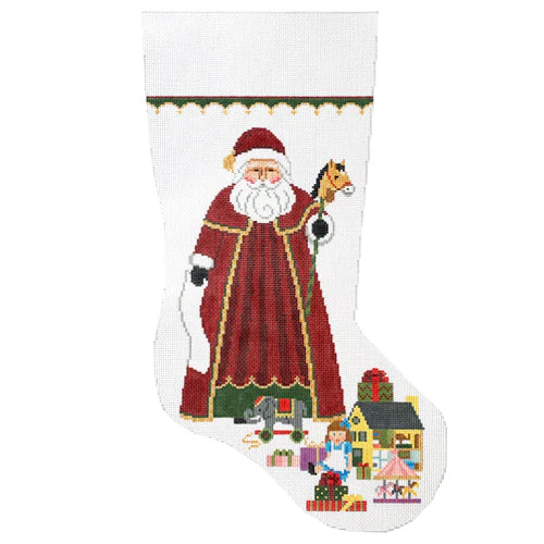 Santa with Girl Toys Stocking