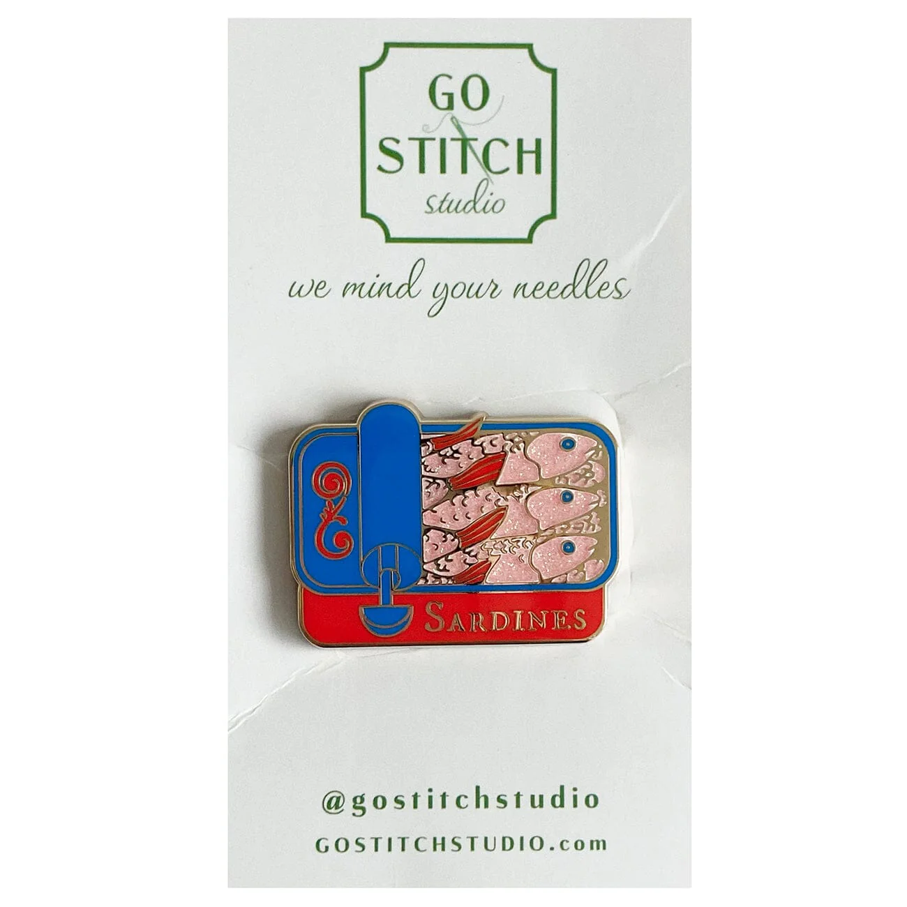 Red / Blue Sardine Can Needle Minder