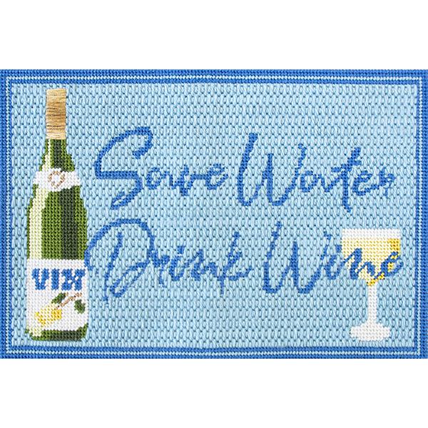 Save Water Drink Wine Canvas with Stitch Guide