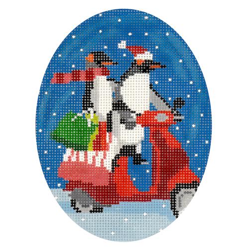 Penguins on Scooter Ornament
