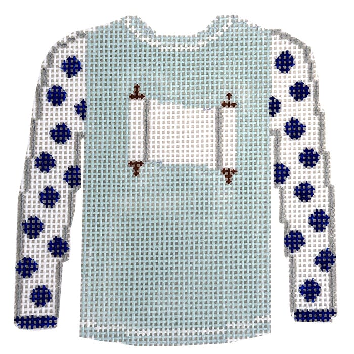 Scroll on Light Blue Sweater