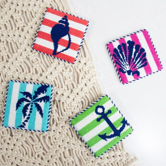 Seahorse Stencil on Coral Coaster - Image 2