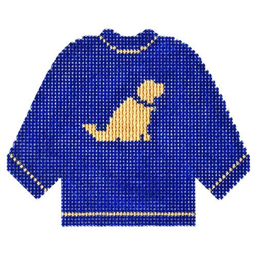Blue Sweater with Yellow Lab Ornament