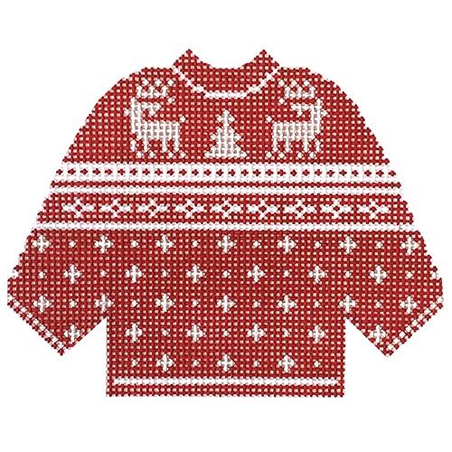 Red Reindeer Sweater Ornament