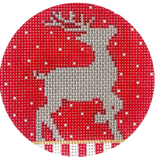 Silver Reindeer on Red