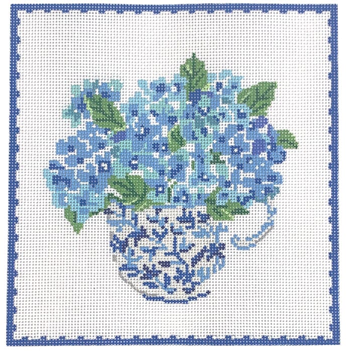 Single Blue & White Teacup w/Hydrangeas
