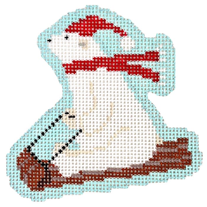 Sledding Polar Bear on Blue
