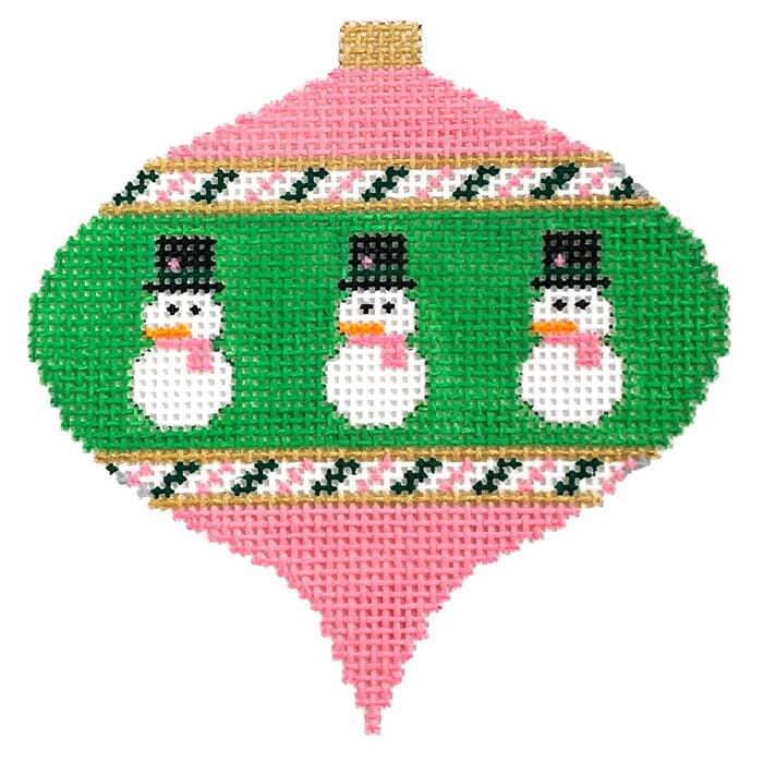 Small Snowman on Pink & Green Bauble