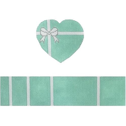 Small Teal Heart hinged box with hardware