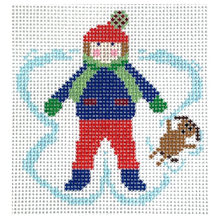 Snow Angel Boy with Dog