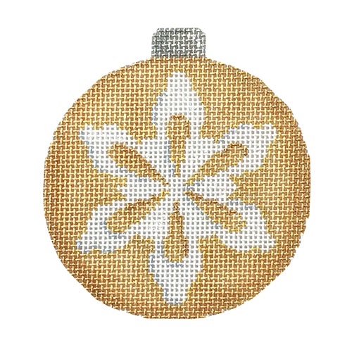Snowflake 1 on Gold Ball Ornament