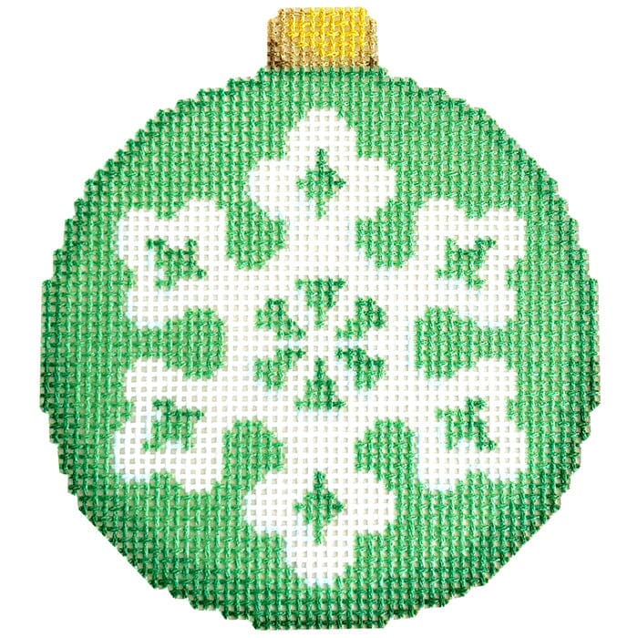 Snowflake on Green Ball Ornament