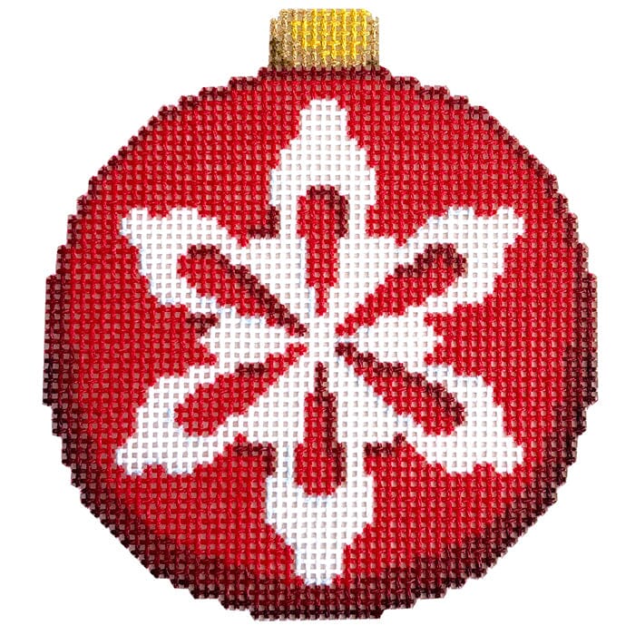 Snowflake on Red Ball Ornament