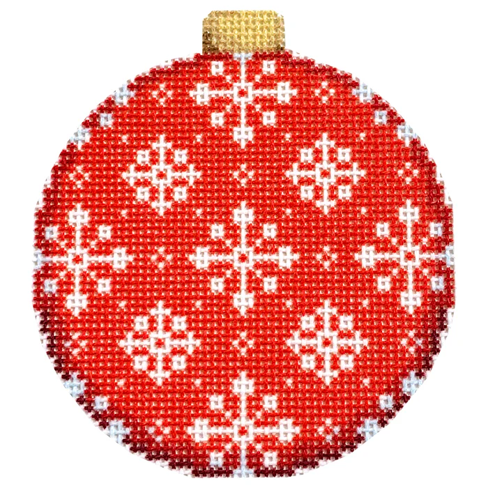 Snowflake Repeat on Red Ball Ornament
