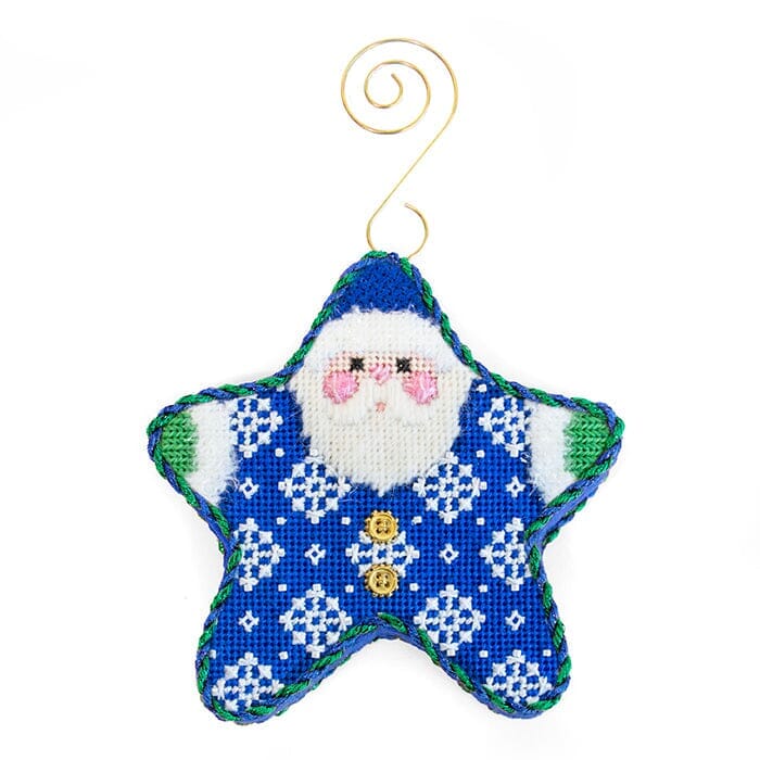 Snowflakes on Blue PJ Santa with Stitch Guide