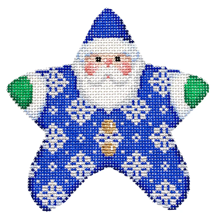 Snowflakes on Blue PJ Santa with Stitch Guide - Image 3