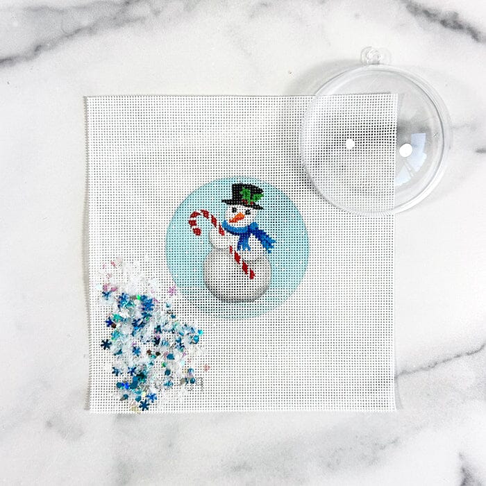Snowman & Candy Cane with Clear Dome & Confetti