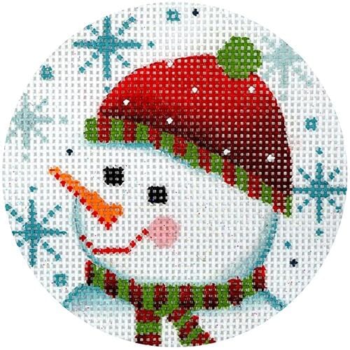 Snowman Faces and Snowflakes 4" Round