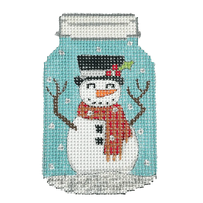 Snowman in Top Hat in Mason Jar