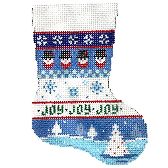 Snowman, Snowflakes, Trees Stripe - Mini Stocking