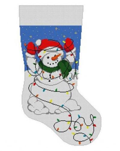 Snowman Tangled in Lights Stocking
