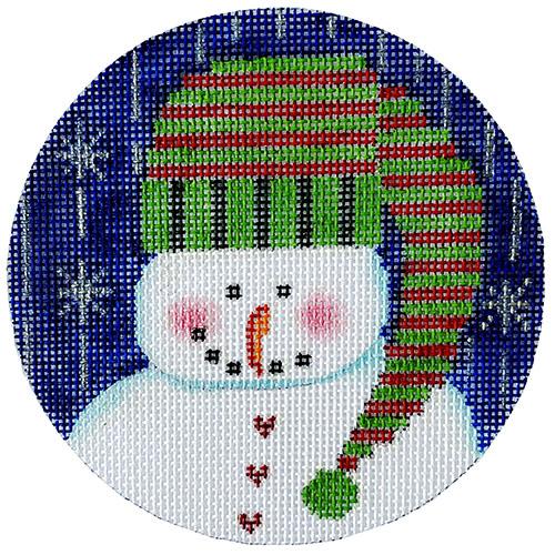 Snowman With a Heart - Green Striped Hat